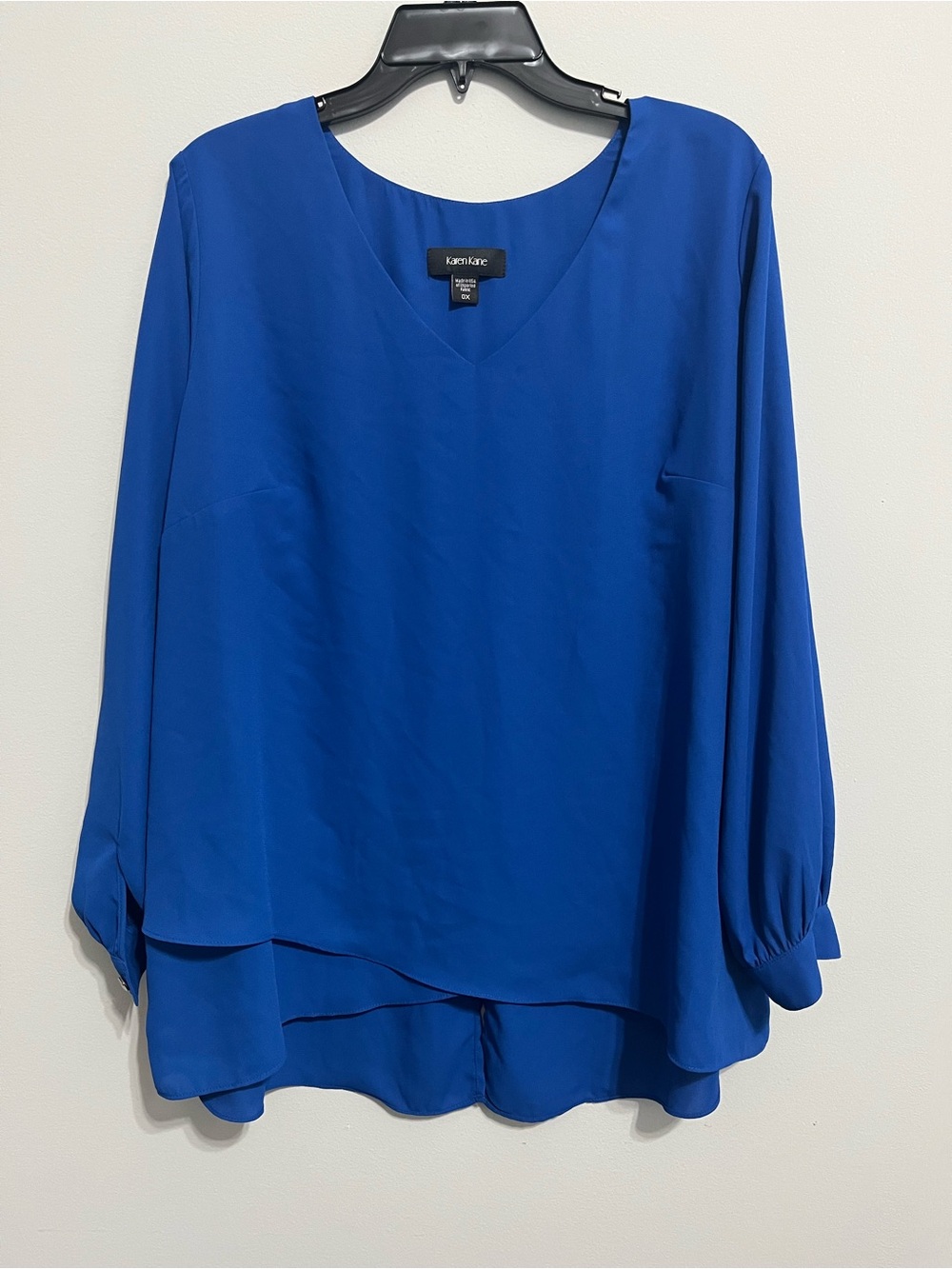 Karen Kane Cobalt V-Neck Layered Tunic Size 0X New!